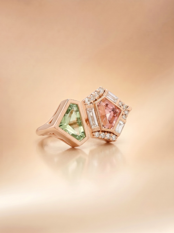 Talia Ring - Mint & Pink Tourmaline - 14K Rose Gold