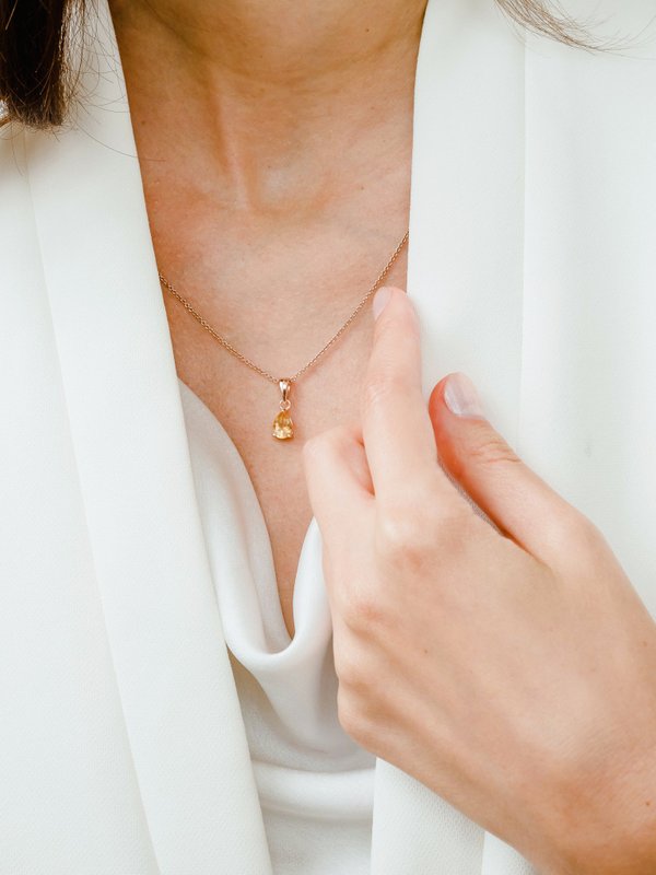 Laura Necklace (Citrine) - Rose Gold Plated